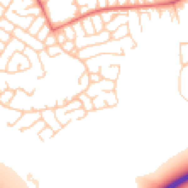 Daytime road noise heatmap for WN3 6NE