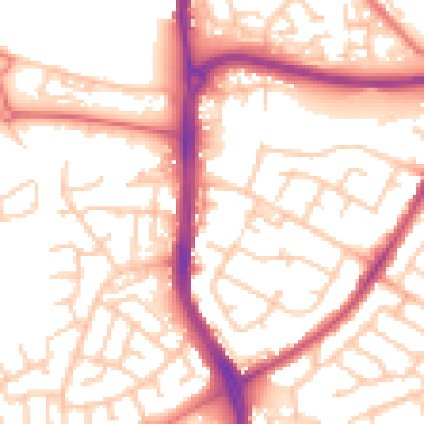 Daytime road noise heatmap for WN3 6QD