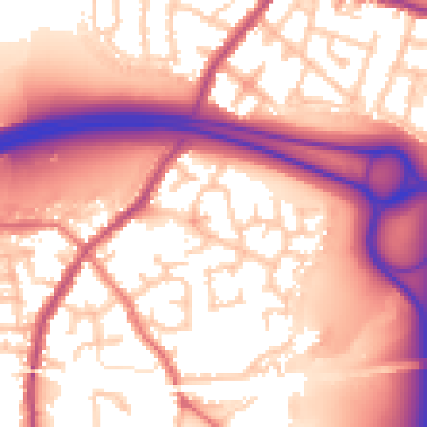 Daytime road noise heatmap for WN5 8SG