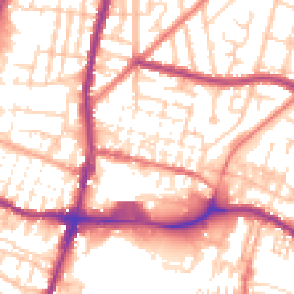 Daytime road noise heatmap for WN7 1AG