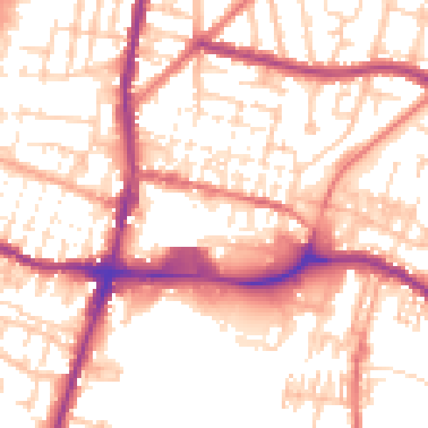 Daytime road noise heatmap for WN7 1AL