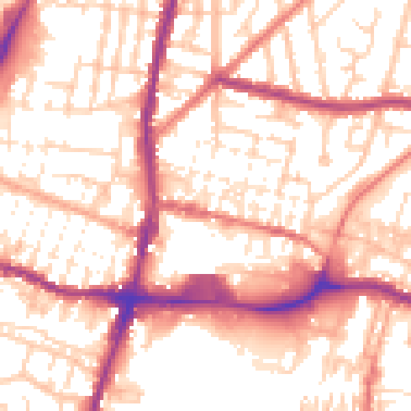 Daytime road noise heatmap for WN7 1AQ