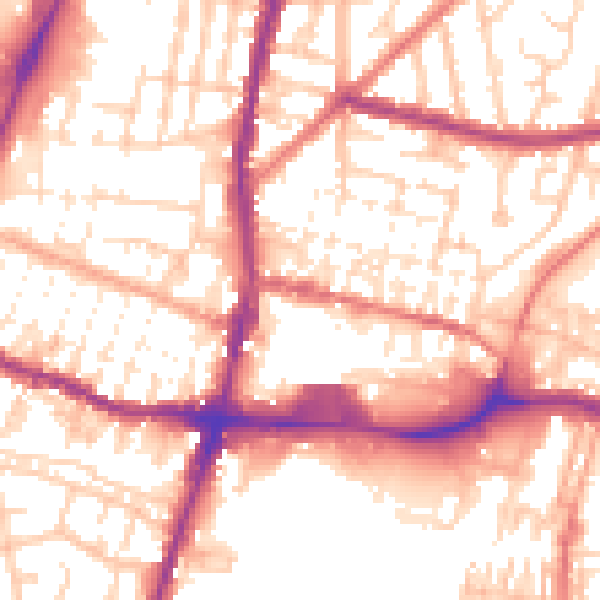 Daytime road noise heatmap for WN7 1AT