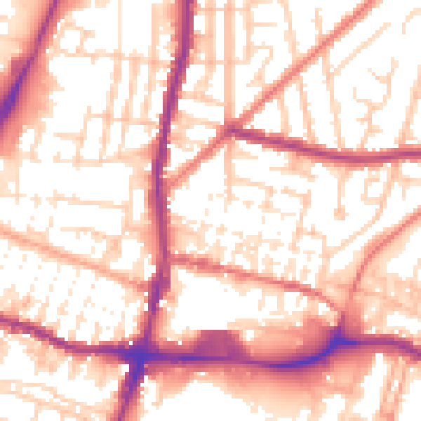 Daytime road noise heatmap for WN7 1AX
