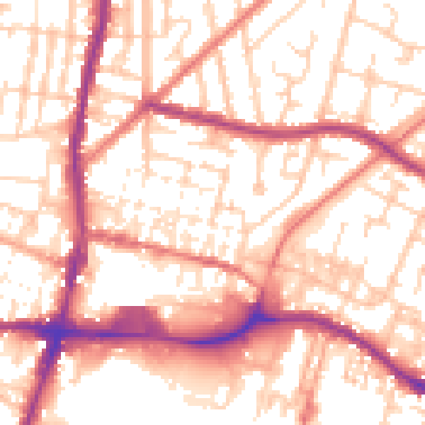Daytime road noise heatmap for WN7 1BG