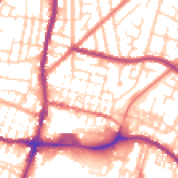 Daytime road noise heatmap for WN7 1BJ