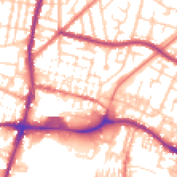 Daytime road noise heatmap for WN7 1BT
