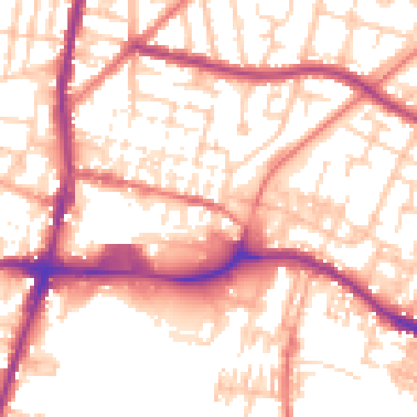 Daytime road noise heatmap for WN7 1BX