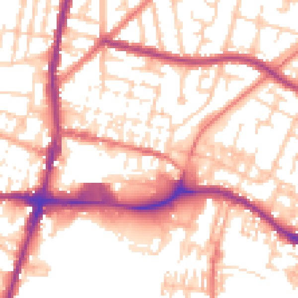 Daytime road noise heatmap for WN7 1BY