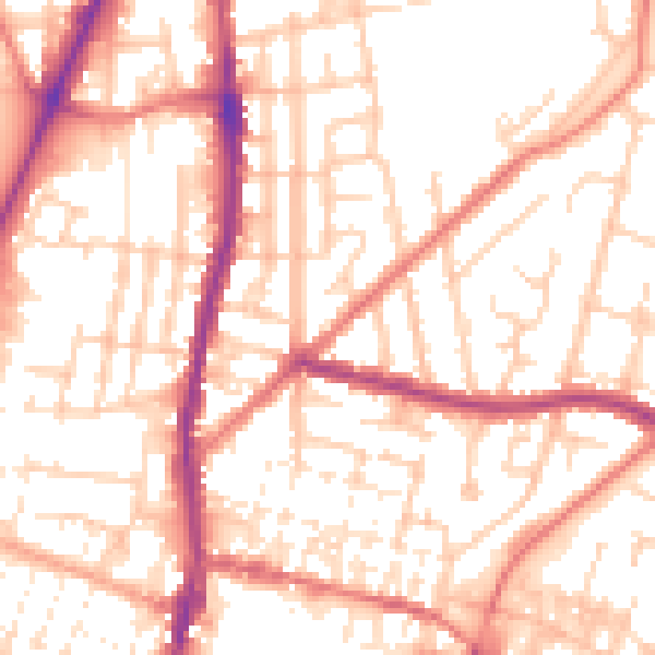 Daytime road noise heatmap for WN7 1EY