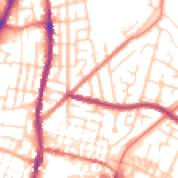 Daytime road noise heatmap for WN7 1EZ