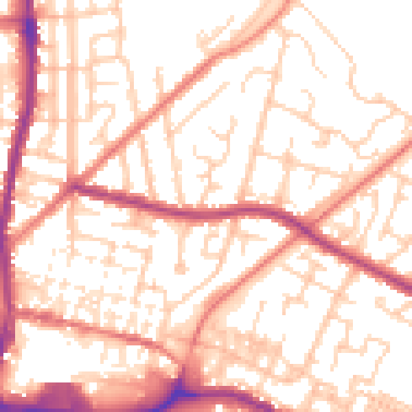 Daytime road noise heatmap for WN7 1HA