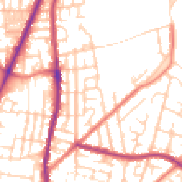 Daytime road noise heatmap for WN7 1PX