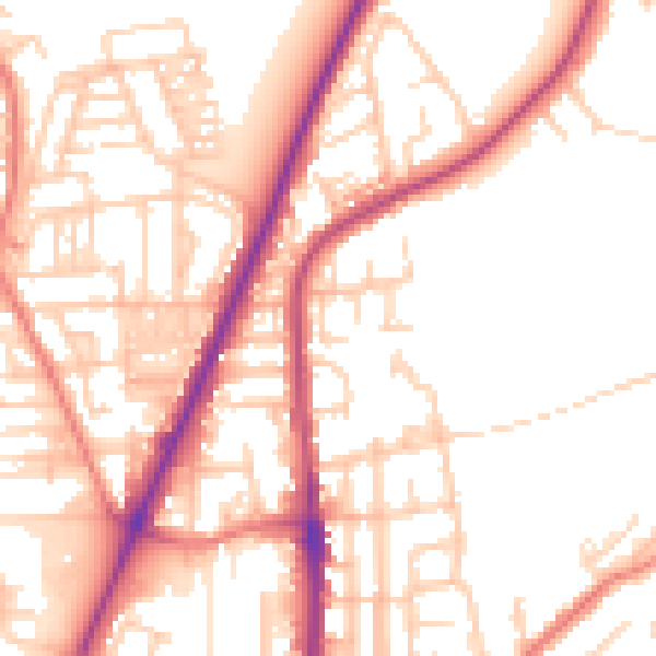 Daytime road noise heatmap for WN7 1SR
