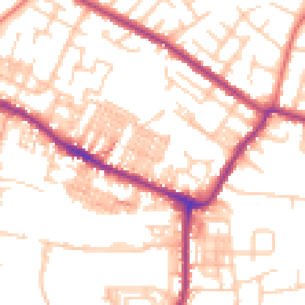 Daytime road noise heatmap for WN7 2BP