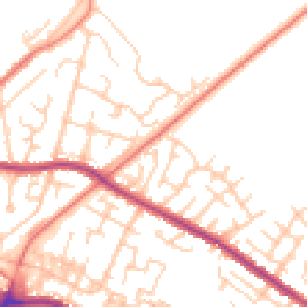 Daytime road noise heatmap for WN7 2HE