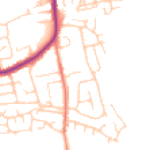 Daytime road noise heatmap for WN7 3LJ