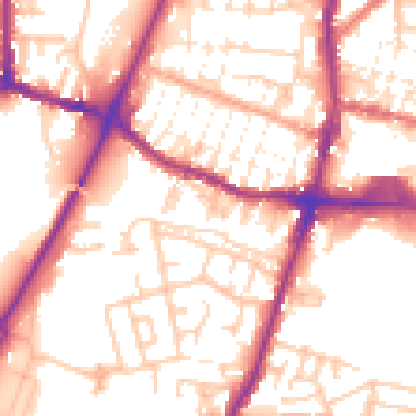 Daytime road noise heatmap for WN7 4DJ