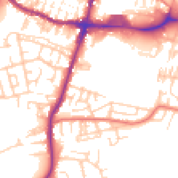Daytime road noise heatmap for WN7 4HE