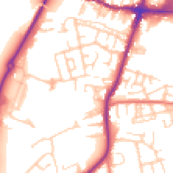 Daytime road noise heatmap for WN7 4JF
