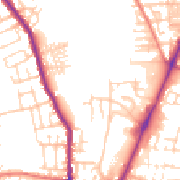 Daytime road noise heatmap for WN7 5ER