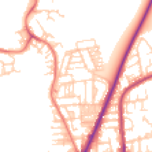 Daytime road noise heatmap for WN7 5QZ