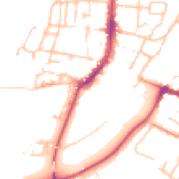 Daytime road noise heatmap for WR11 4BQ