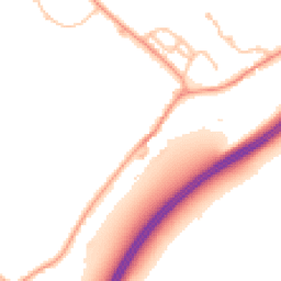 Daytime road noise heatmap for WR11 8UW