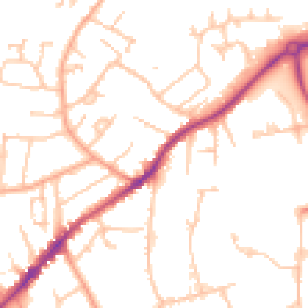 Daytime road noise heatmap for WR14 1AN