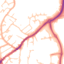 Daytime road noise heatmap for WR14 1AS