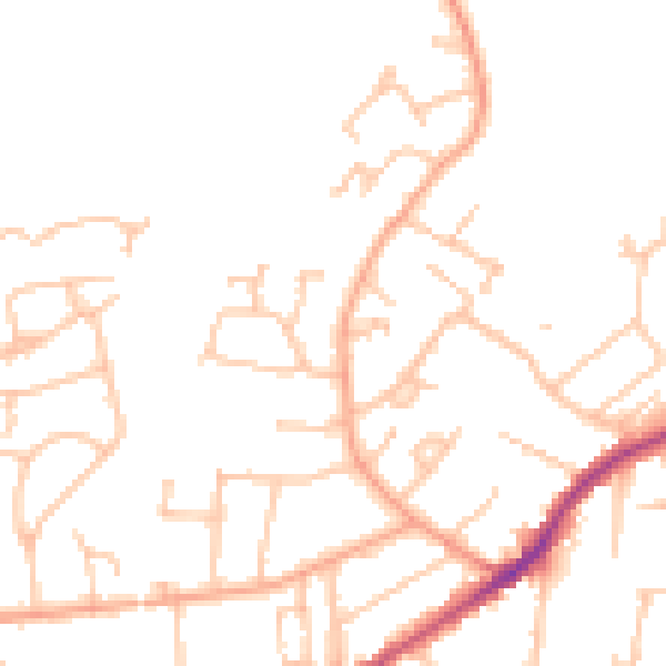 Daytime road noise heatmap for WR14 1DP