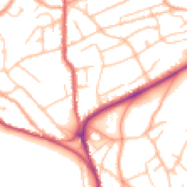 Daytime road noise heatmap for WR14 1HA