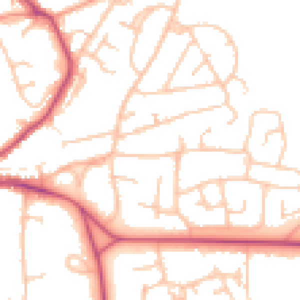 Daytime road noise heatmap for WR14 2DH
