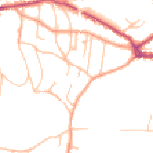 Daytime road noise heatmap for WR14 3HX