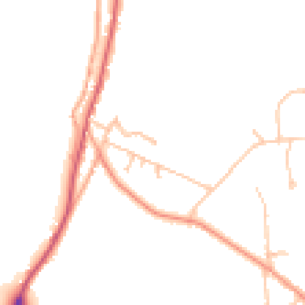 Daytime road noise heatmap for WR14 4HW
