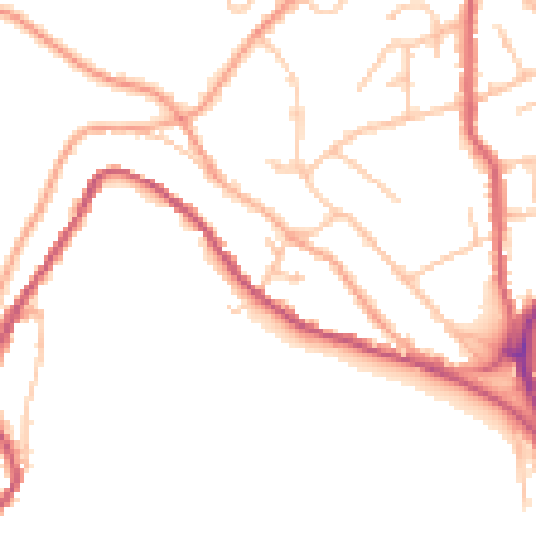 Daytime road noise heatmap for WR14 4LY