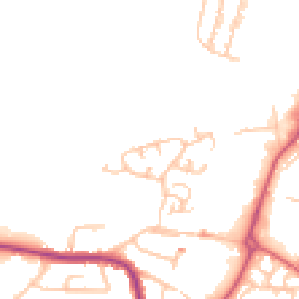 Daytime road noise heatmap for WR3 8QD