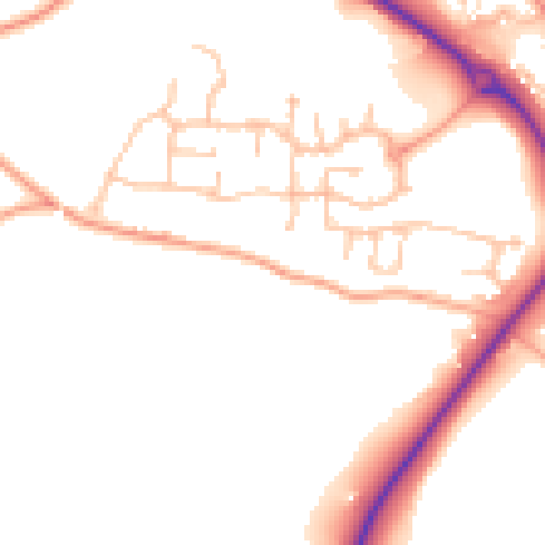 Daytime road noise heatmap for WR9 7JB