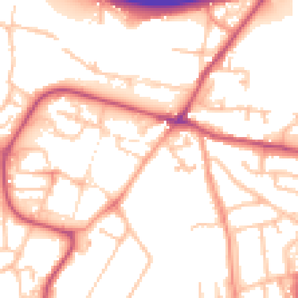 Daytime road noise heatmap for WR9 8AB