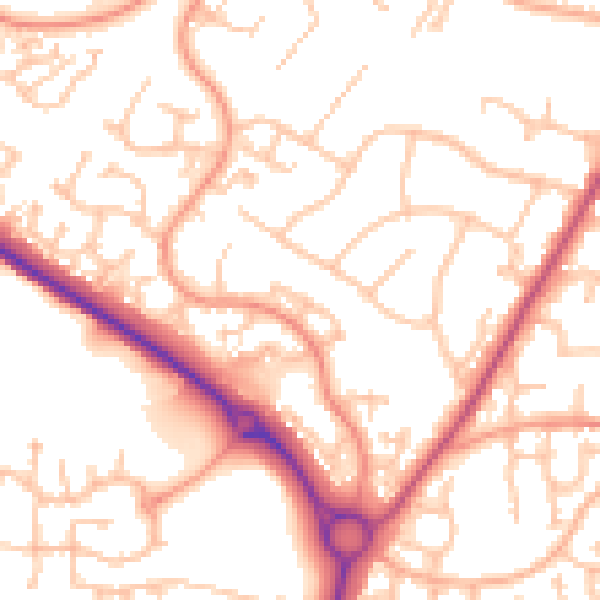 Daytime road noise heatmap for WR9 8DU