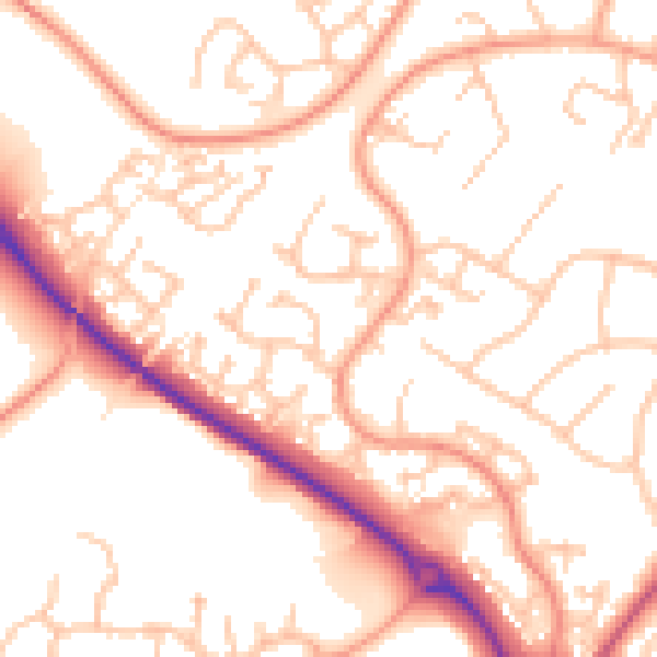 Daytime road noise heatmap for WR9 8TS