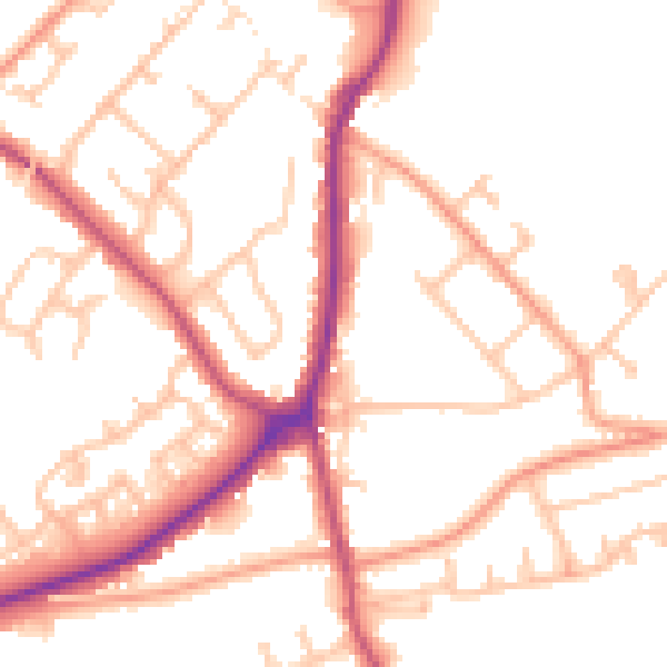 Daytime road noise heatmap for WS12 1DD