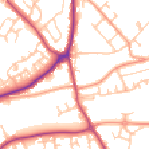 Daytime road noise heatmap for WS12 1DJ