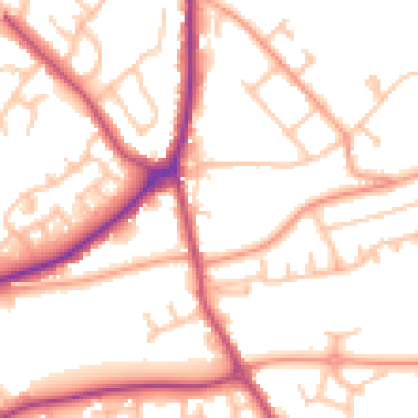 Daytime road noise heatmap for WS12 1DQ