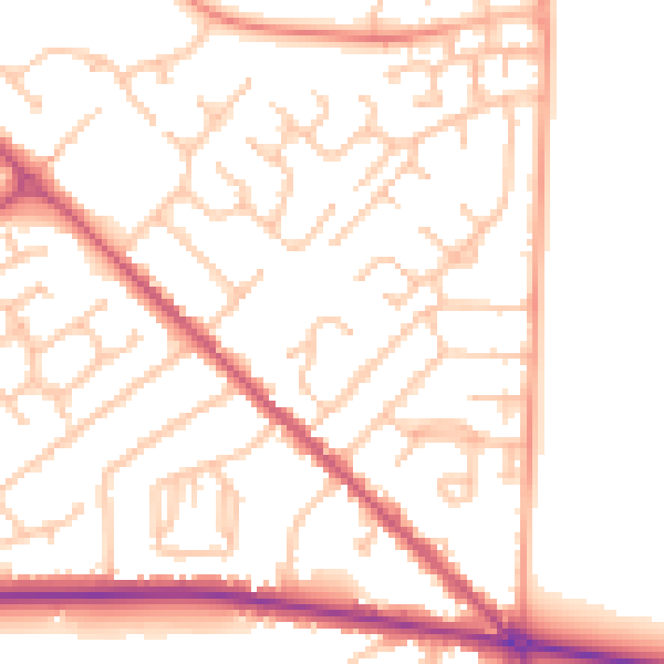 Daytime road noise heatmap for WS12 2SN