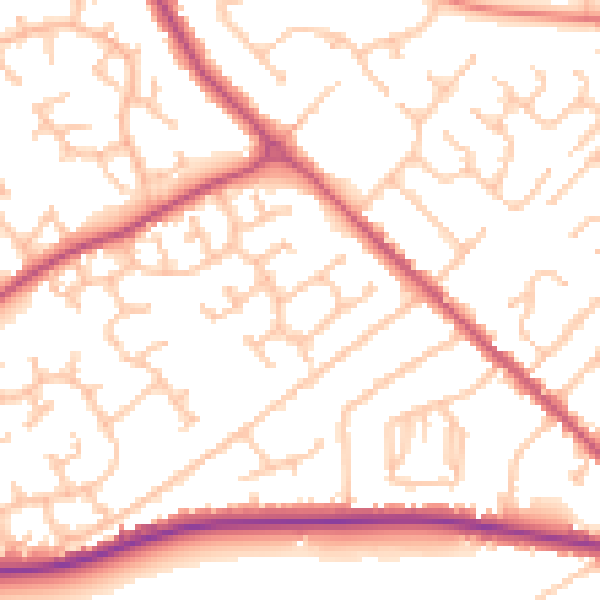 Daytime road noise heatmap for WS12 3TZ