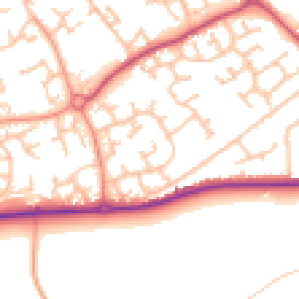 Daytime road noise heatmap for WS12 3XY