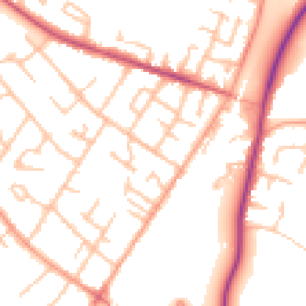 Daytime road noise heatmap for WS12 4DE
