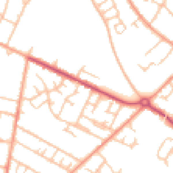Daytime road noise heatmap for WS12 4JP