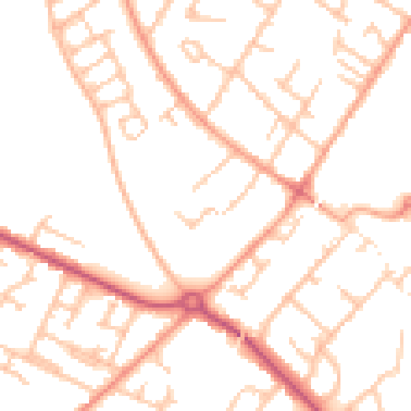Daytime road noise heatmap for WS12 4XZ